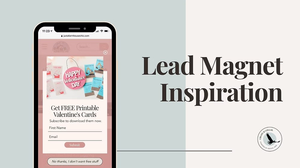 Graphic showing a lead magnet example on a mobile device with the title “Lead Magnet Inspiration.”