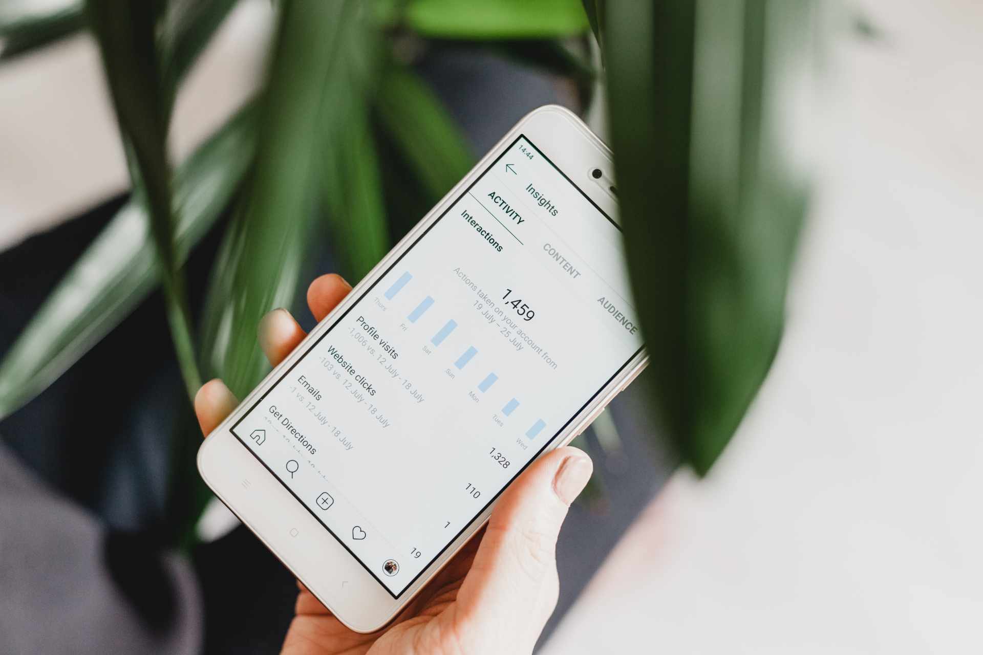 Smartphone showing social media insights analytics